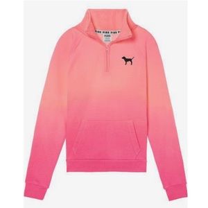 VS PINK OMBRÉ QUARTER ZIP PULLOVER SWEATSHIRT
